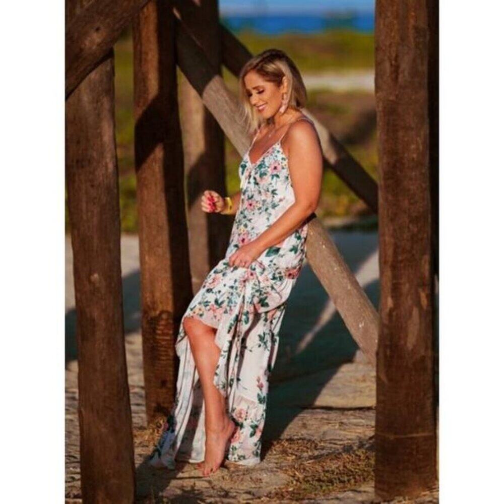 Yumi Kim Wild Rose White Key West Spaghetti Strap Sweetheart Neckline Maxi Dress